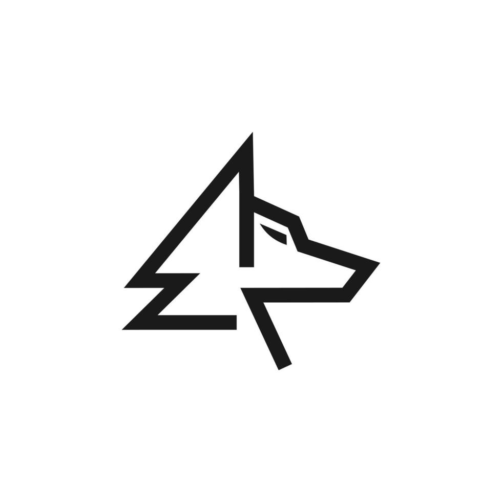 eenvoudig logo-ontwerp met wolvenlijn vector