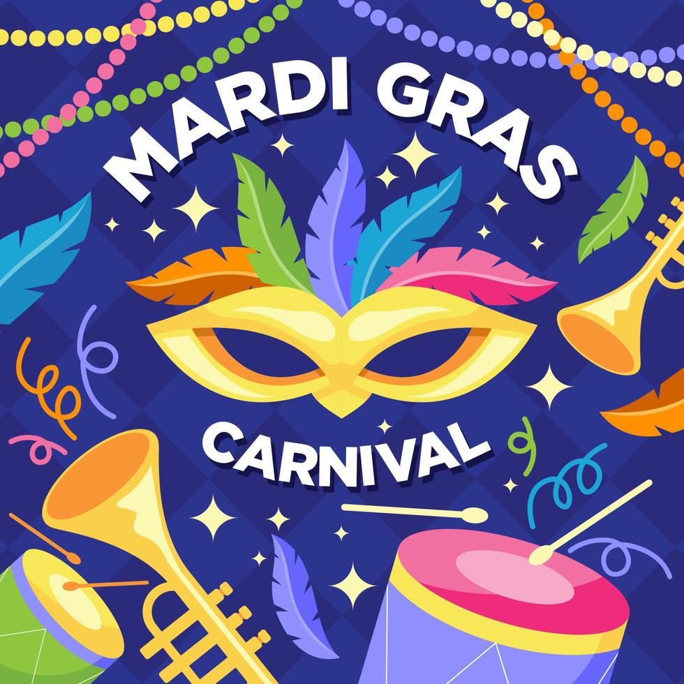 mardi gras muziek carnaval poster concept vector