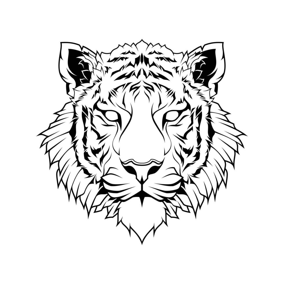 tijger hoofd lijn kunst illustratie vector