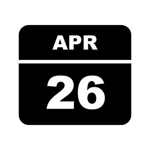26 april Datum op een eendaagse kalender vector