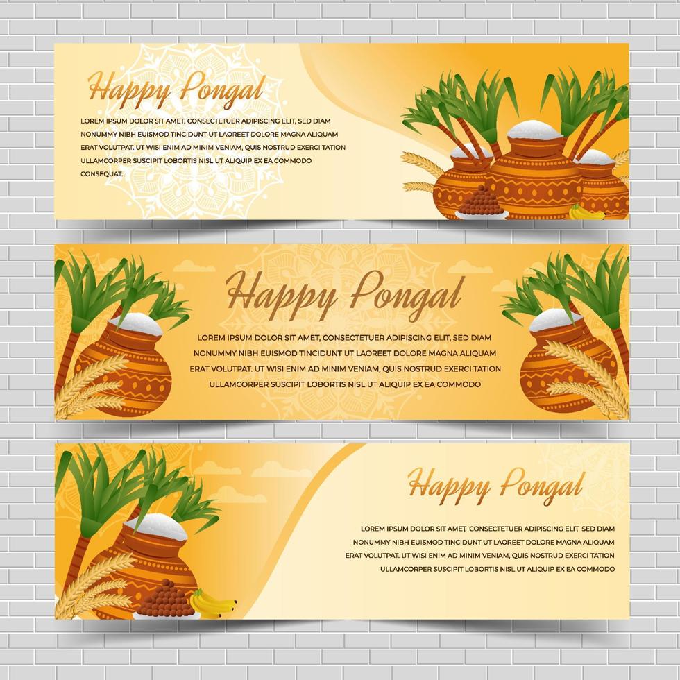 banner set van happy pongal vector