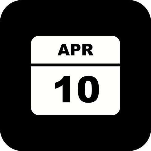 10 april Datum op een eendaagse kalender vector