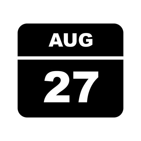 27 augustus Datum op een eendaagse kalender vector