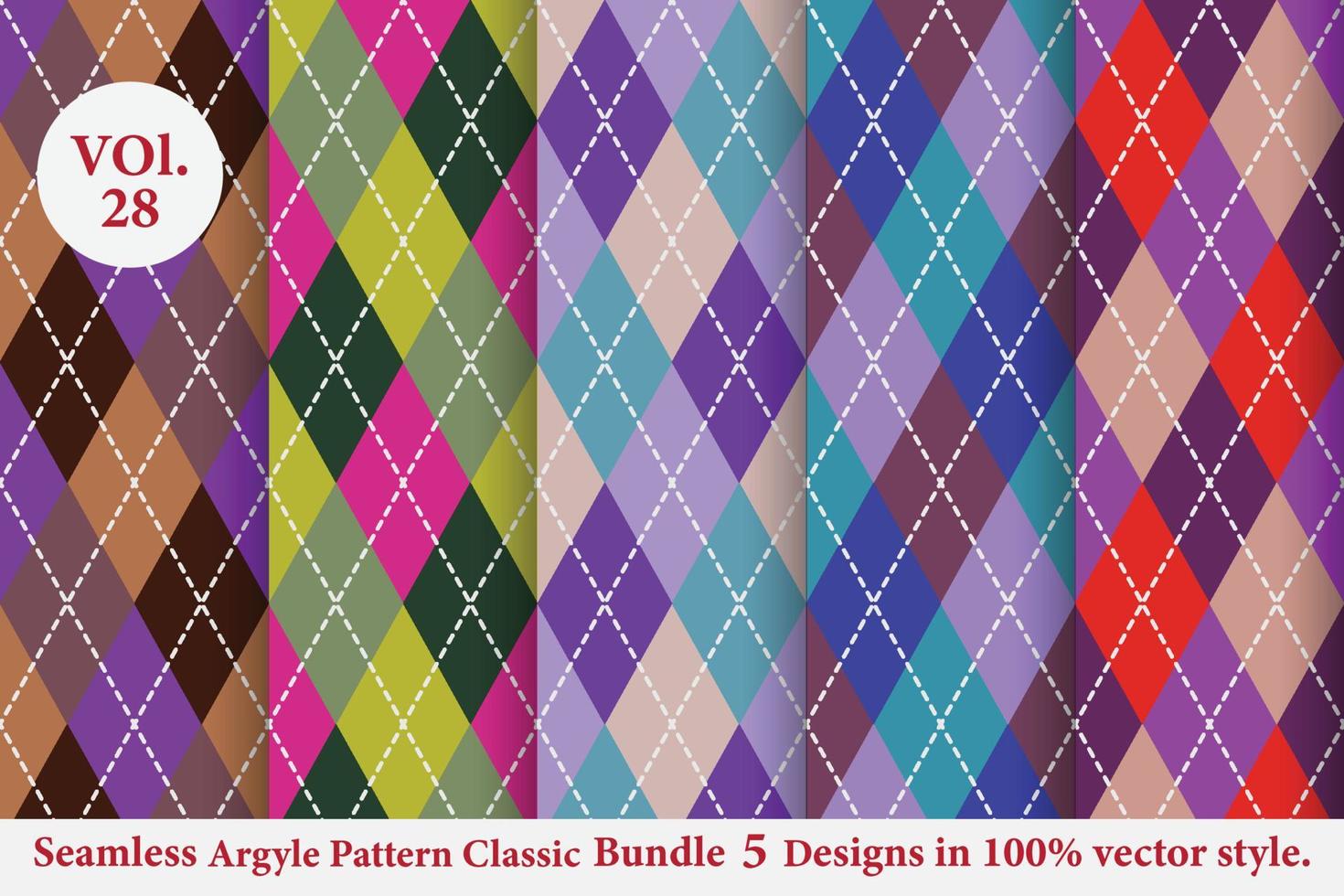 argyle klassieke patroon vector bundel 5 ontwerpen traditionele, stof textuur achtergrond