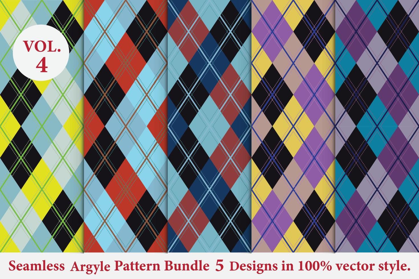 argyle patroon bundel 5 ontwerpen, argyle vector, geometrisch, achtergrond, inpakpapier, stof textuur, klassiek gebreid, plaid vector