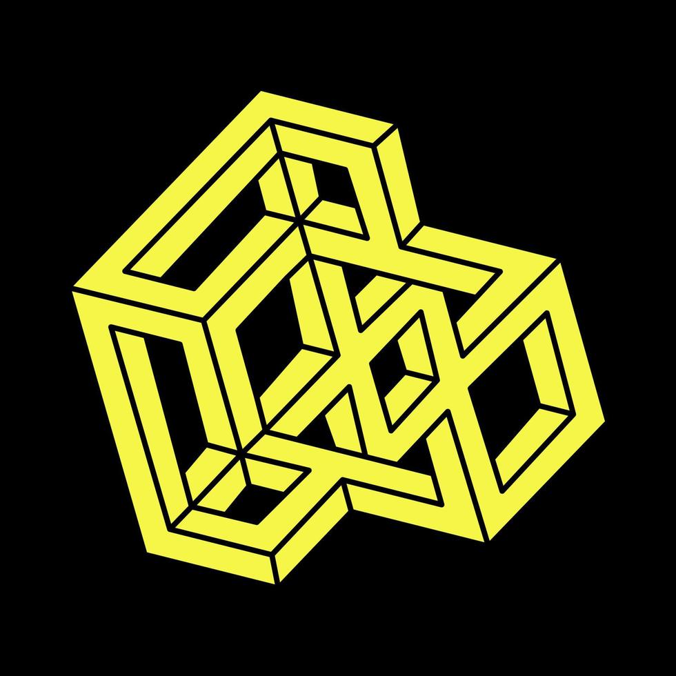 onmogelijke optische illusievormen. optisch kunstobject. onmogelijke cijfers. heilige geometrie. escher-stijl. vector