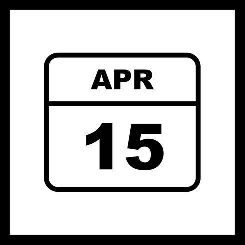 15 april Datum op een eendaagse kalender vector