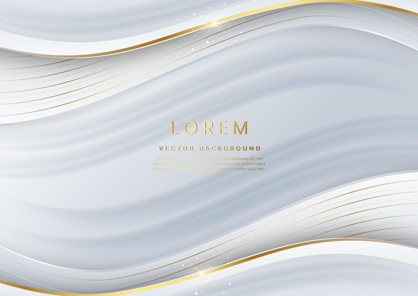 abstracte sjabloon witte en zilveren luxe achtergrond 3d overlappend met gouden lijnen curve golvende vonken. luxe stijl. vector