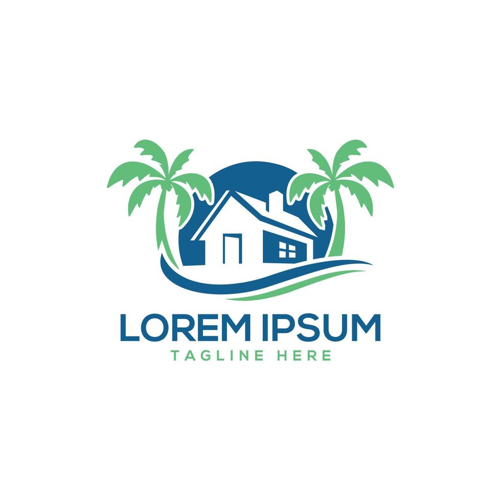tropisch huis logo ontwerp gratis vector