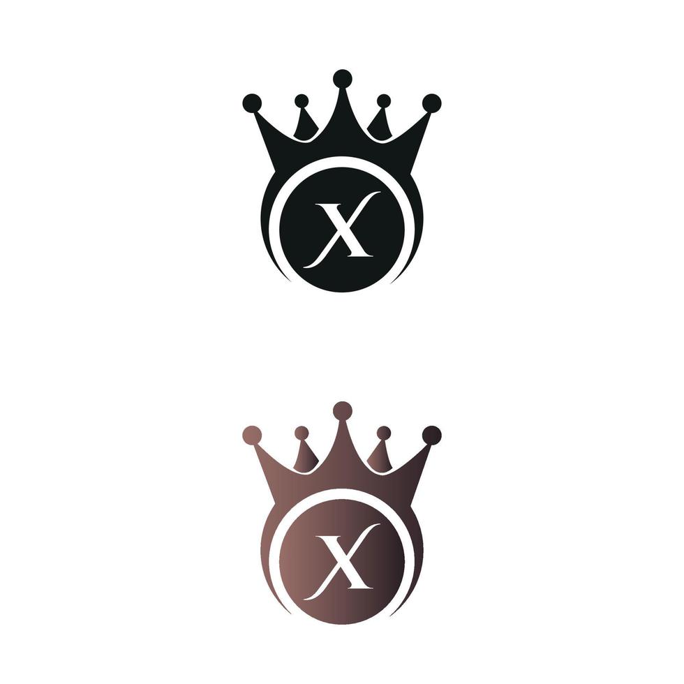 luxe kroon letter mark x brief logo vector sjabloon