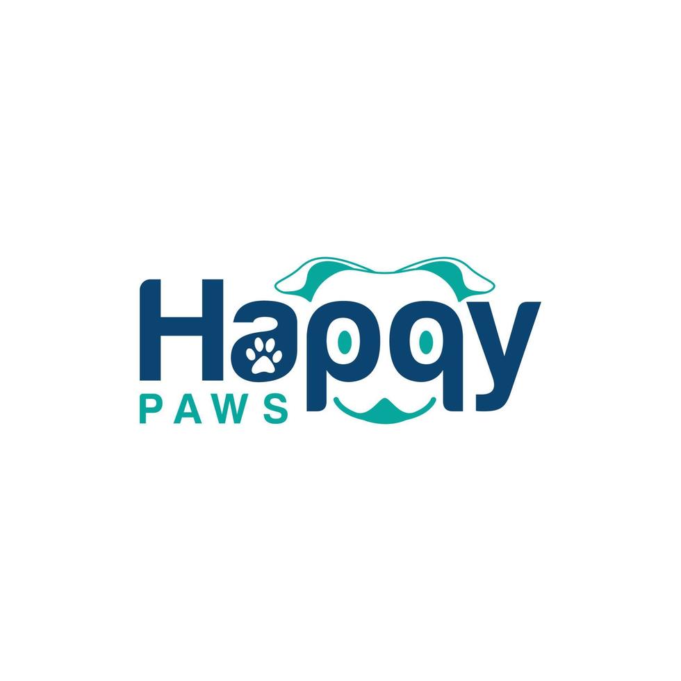 happy paws huisdier logo woordmerk gratis vector