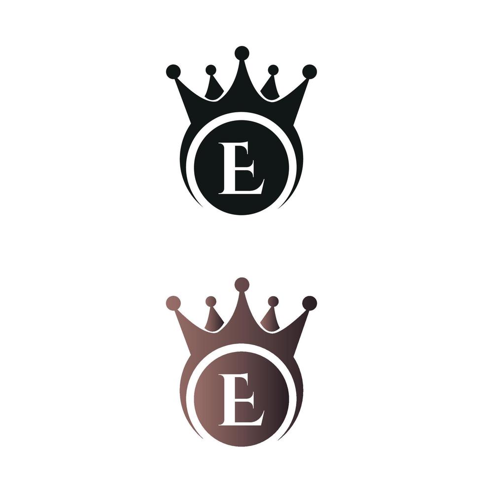 luxe kroon letterteken e letter logo vector sjabloon