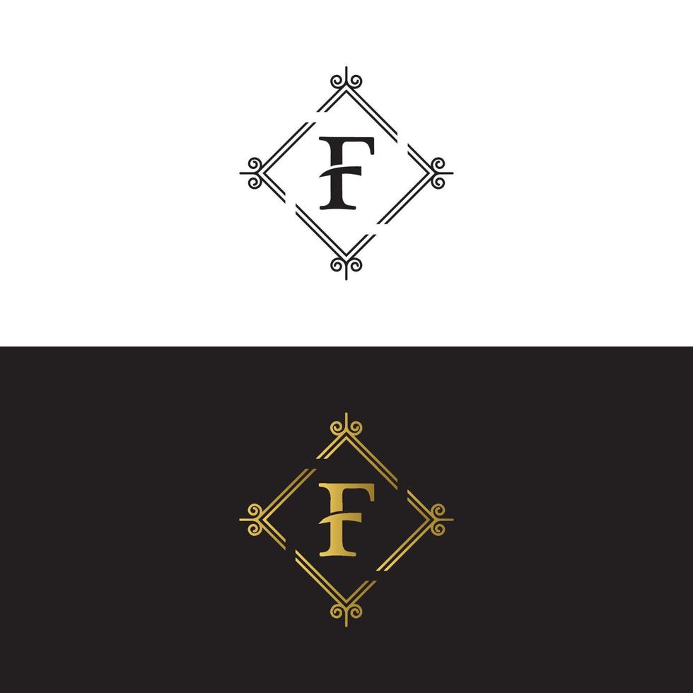 luxe letterteken f logo ontwerp vector sjabloon