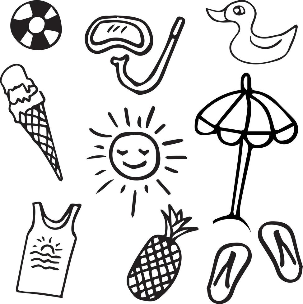 strand hand getrokken pictogram doodles. vector