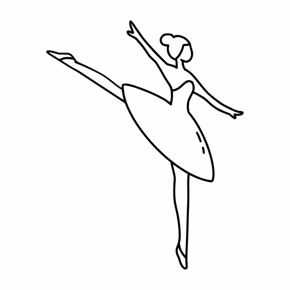 ballerina in stijlkrabbel. meisje is danseres. kleurboek voor kinderen. decoratie kerstboom. vector