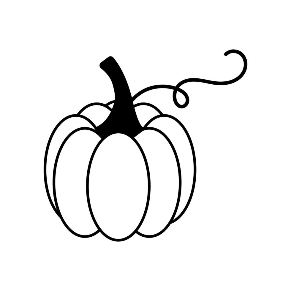 pompoen zwart-wit, een geïsoleerd symbool van Halloween en Thanksgiving. vector