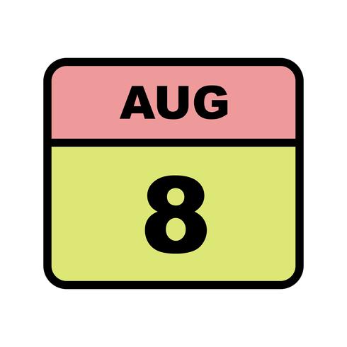 8 augustus Datum op een eendaagse kalender vector