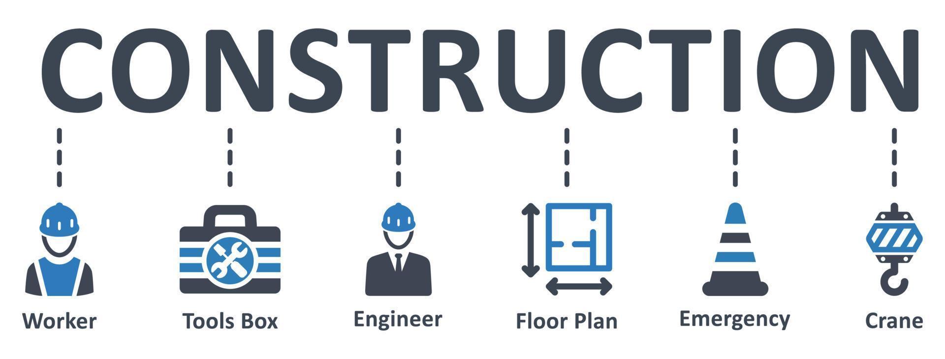 bouw icon - vectorillustratie. bouw, architectuur, architect, ingenieur, arbeider, infographic, sjabloon, presentatie, concept, banner, pictogram, pictogrammenset, pictogrammen. vector