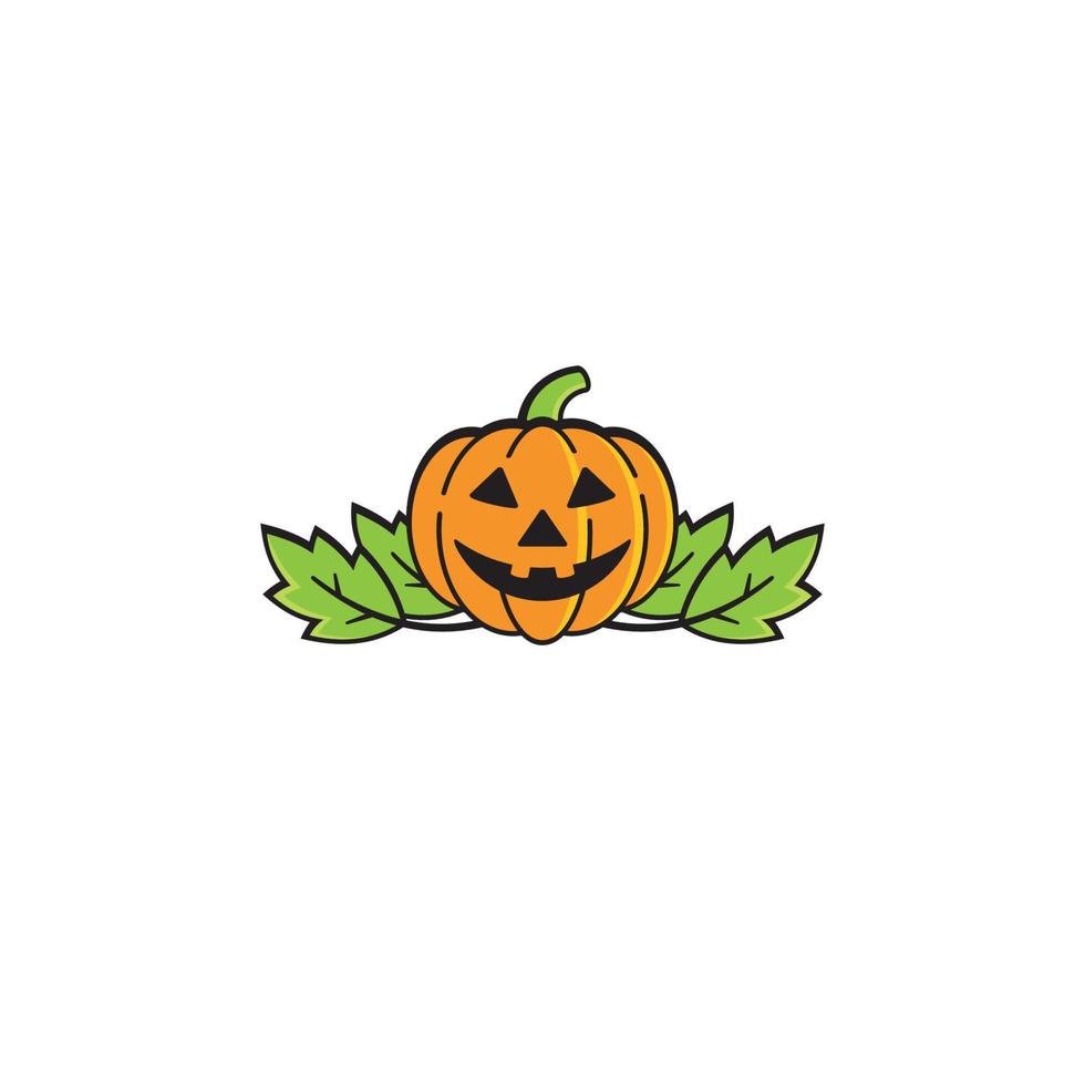 pompoen en bladeren logo of pictogramontwerp vector
