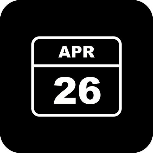 26 april Datum op een eendaagse kalender vector