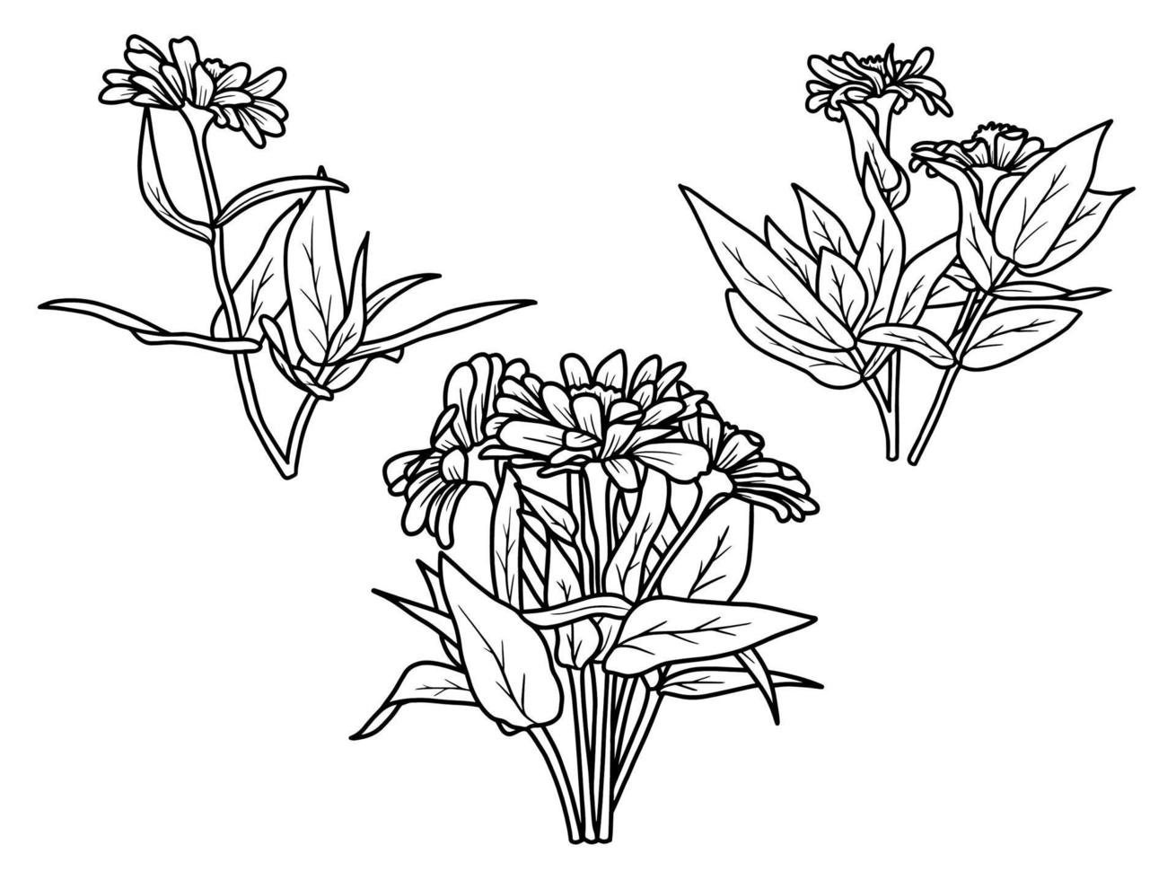 bloemen lijntekeningen arrangement vector