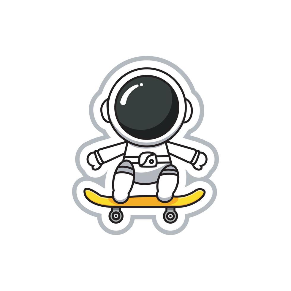 vector illustratie astronaut karakter dragen skate, kleurrijke cartoon stijl ontwerp