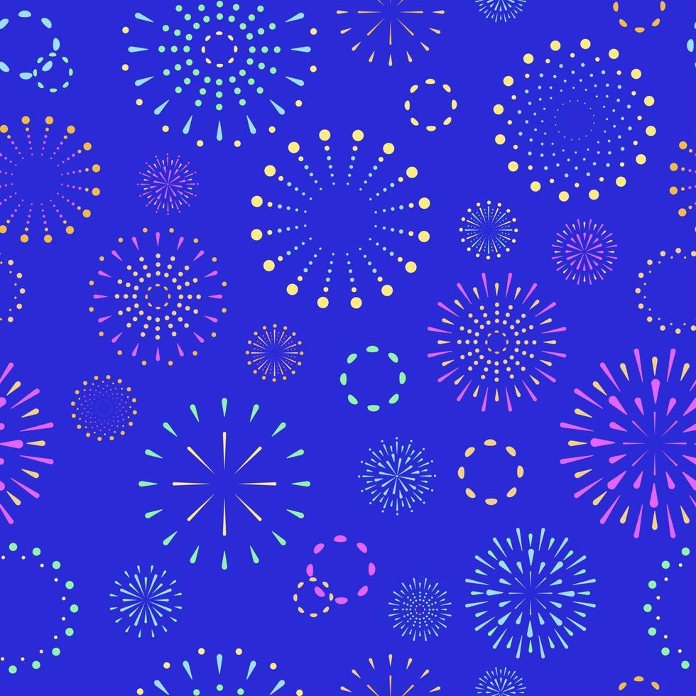 naadloos patroon met plat geometrisch hanabi-vuurwerk in Japanse stijl vector