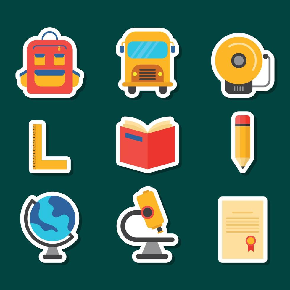 set stickers voor schoolelementen vector