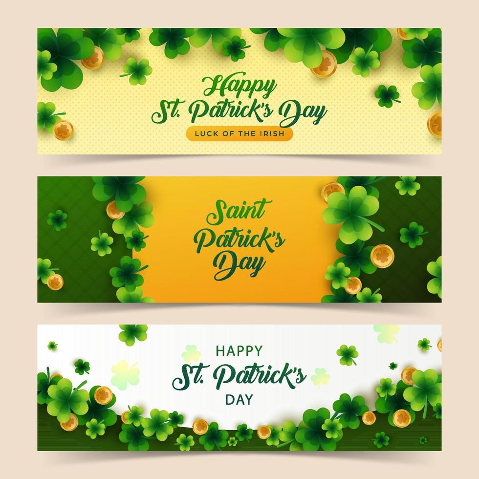 NS. patrick's day klaver banner set vector