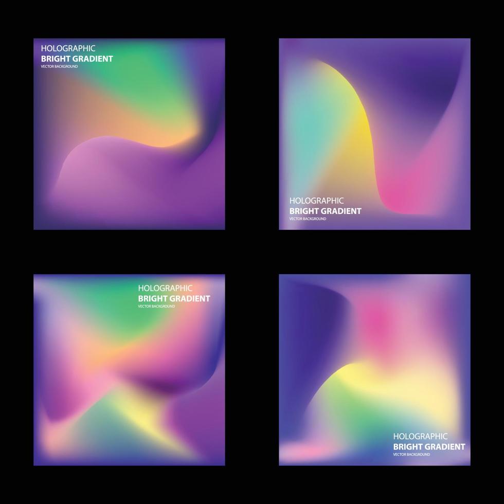 holografische kleurrijke heldere gradiënt achtergrondcollectie vector