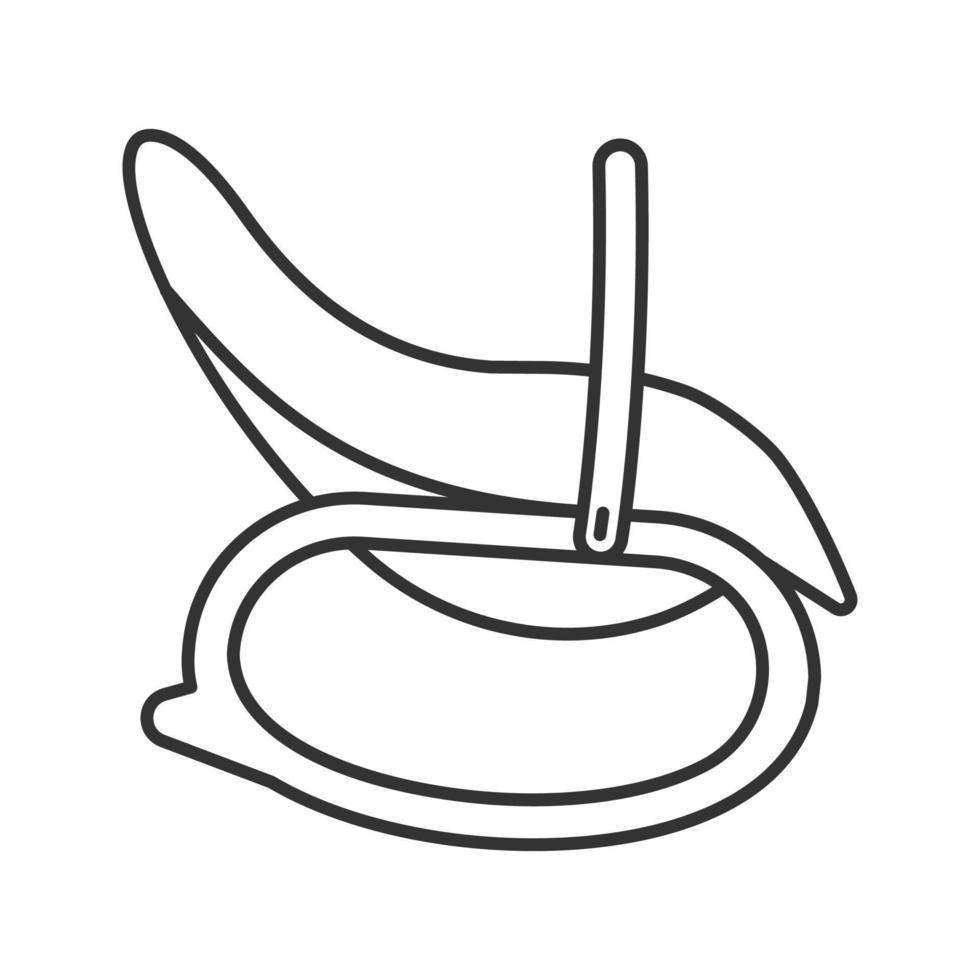 baby schommelstoel lineaire pictogram. kinderveiligheidszitje. draagmand voor baby's. dunne lijn illustratie. contour symbool. vector geïsoleerde overzichtstekening