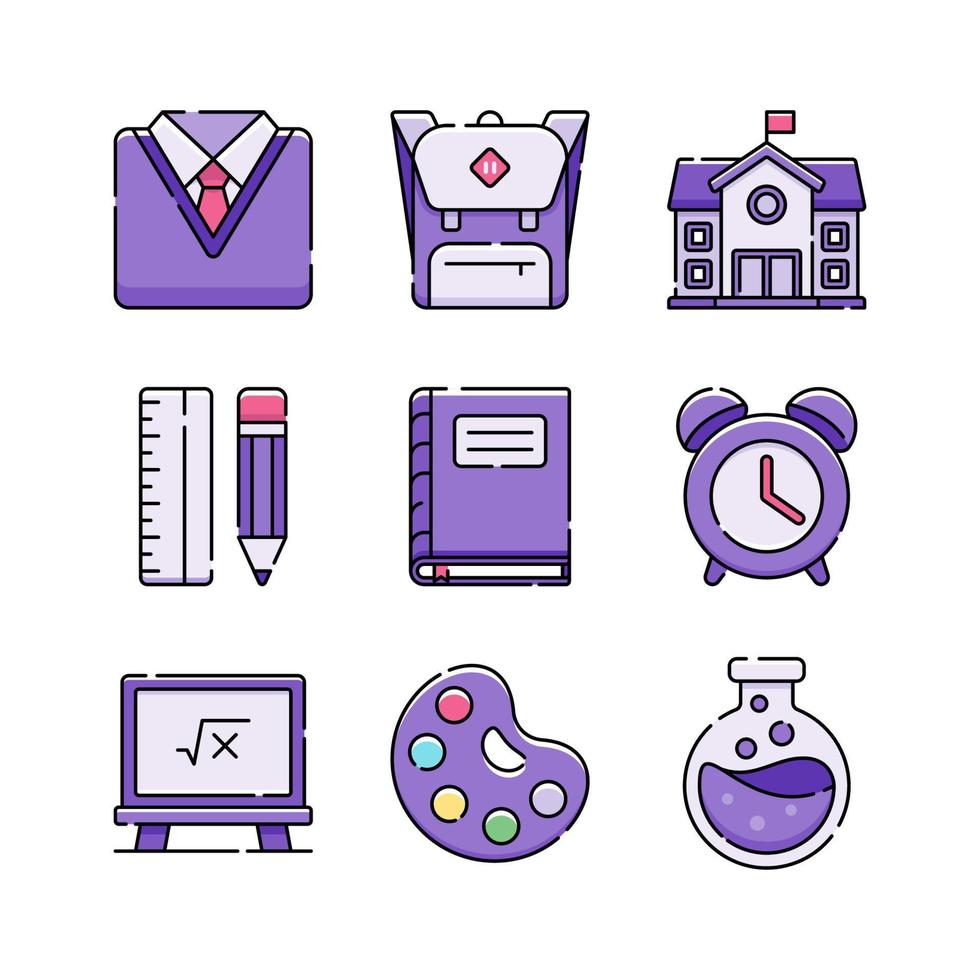 terug naar school icon set vector