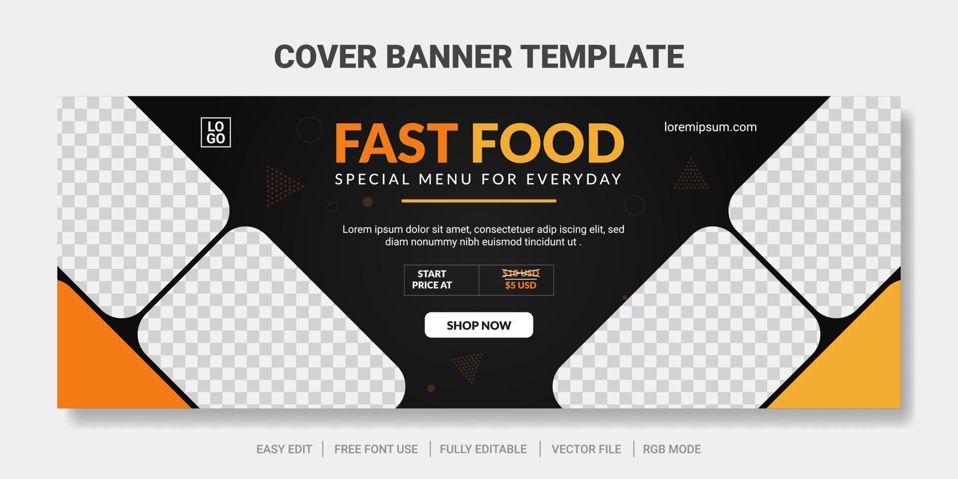 food cover social media post en webbannersjabloon vector