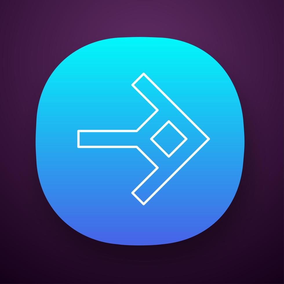 gevormde pijl app icoon. navigatie pijlpunt teken. oostelijke richting. pijlpunt die naar rechts aangeeft. De volgende. geometrische aanwijzer. ui ux-gebruikersinterface. web- of mobiele applicatie. vector geïsoleerde illustratie