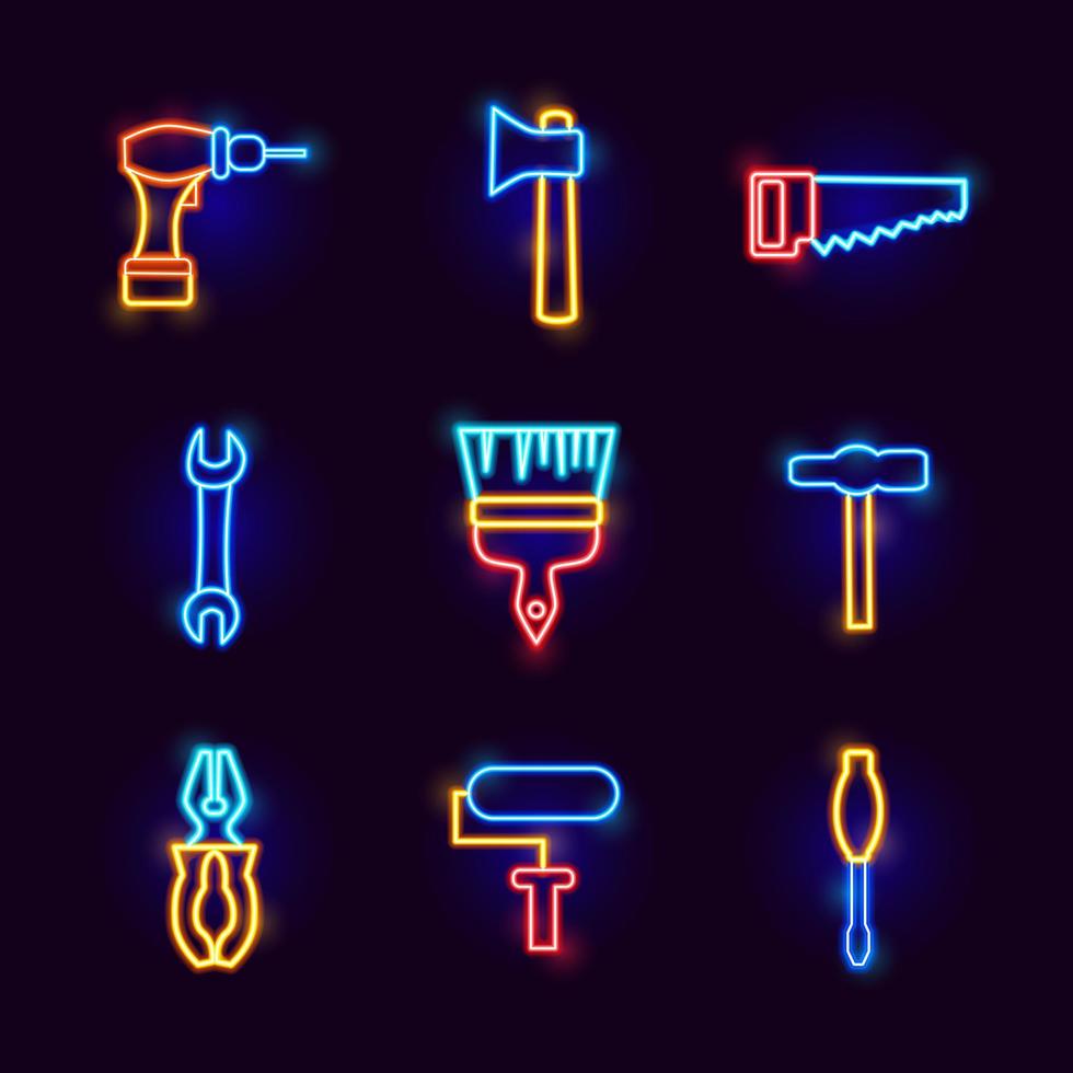 neon reparatie tools vector