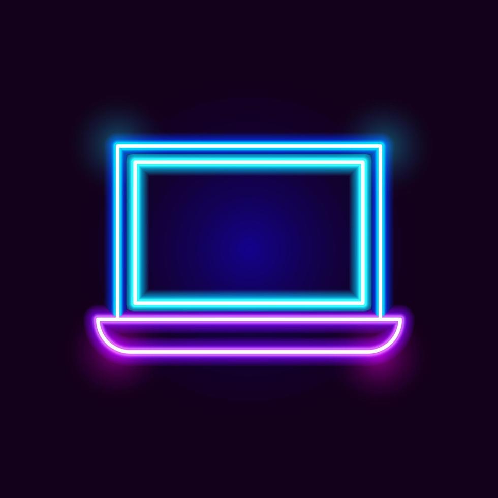 neon laptop icoon vector