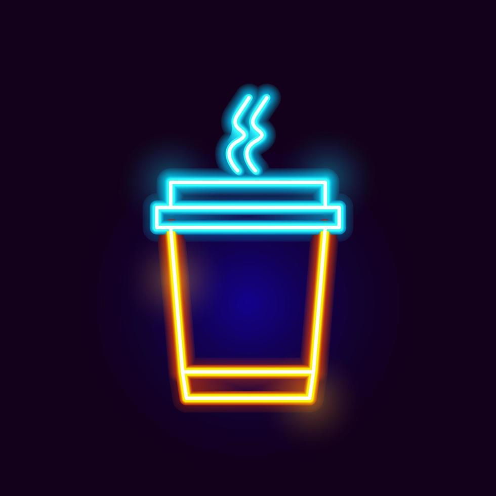 neon koffiekopje icoon vector