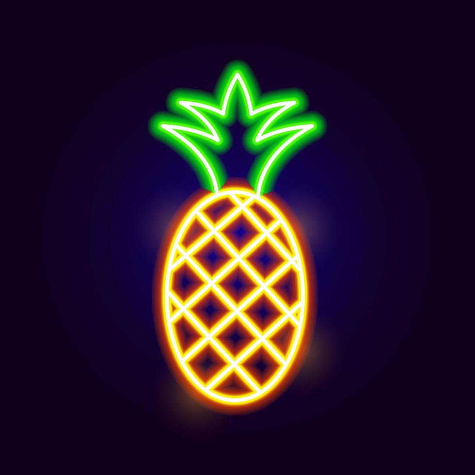 neon ananas icoon vector