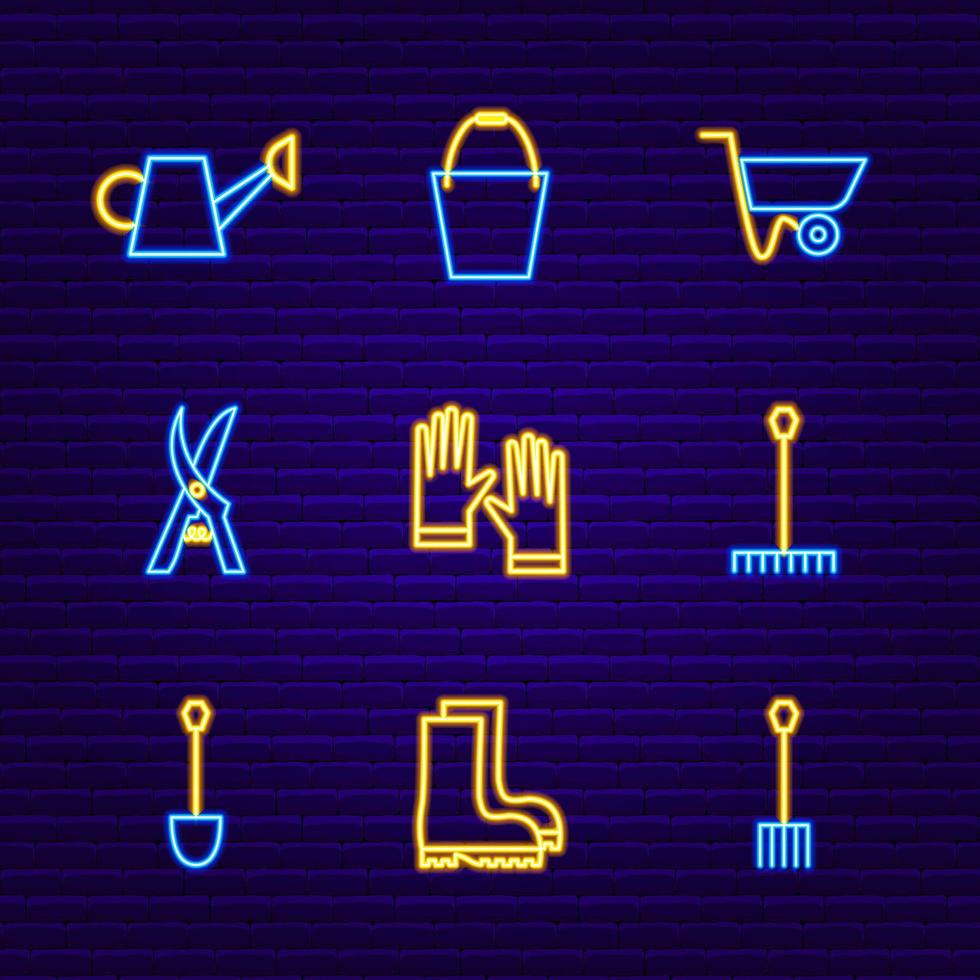 neon tuingereedschap set vector