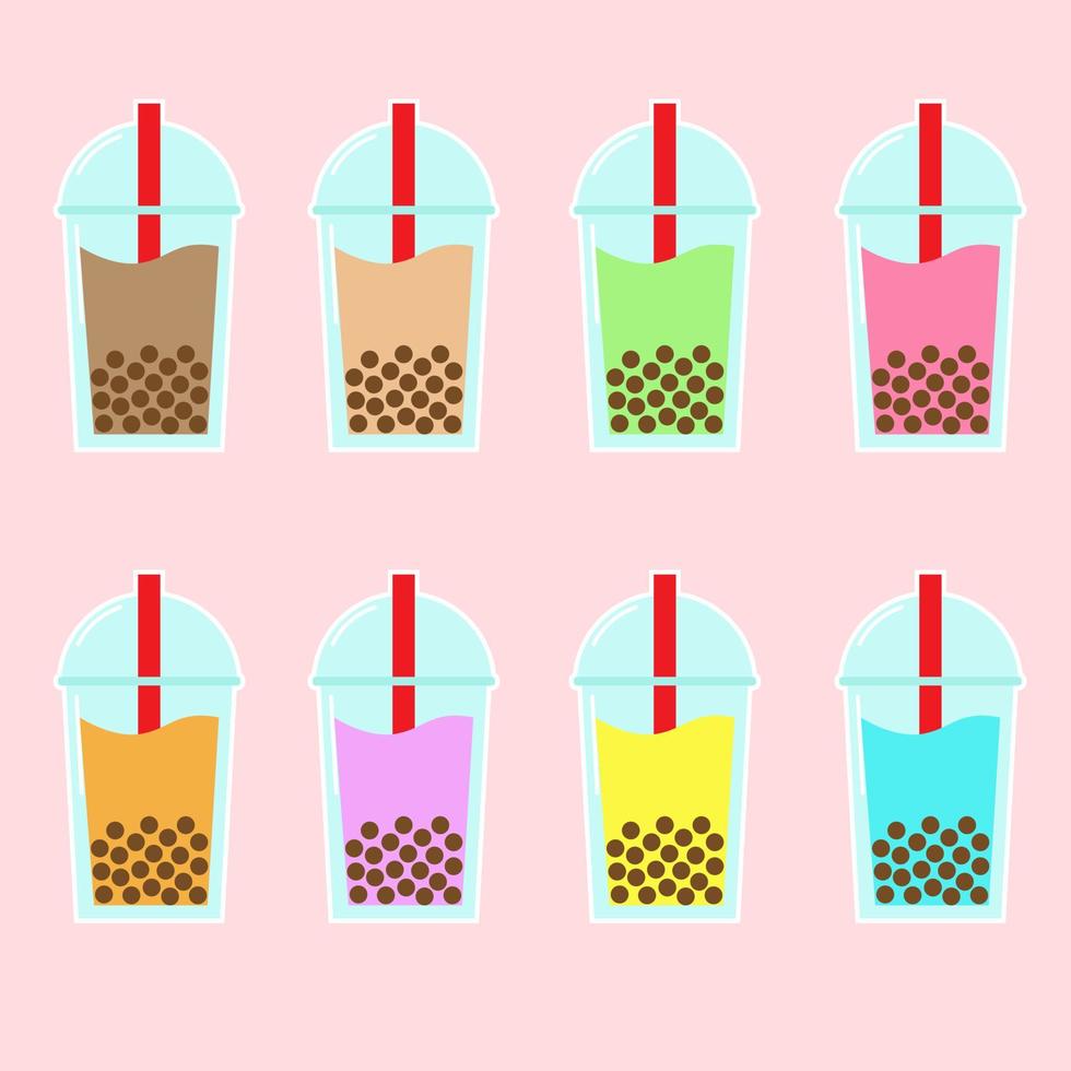 bubble tea icon sets vector illustratie ontwerp