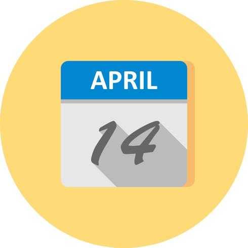 14 april Datum op een eendaagse kalender vector