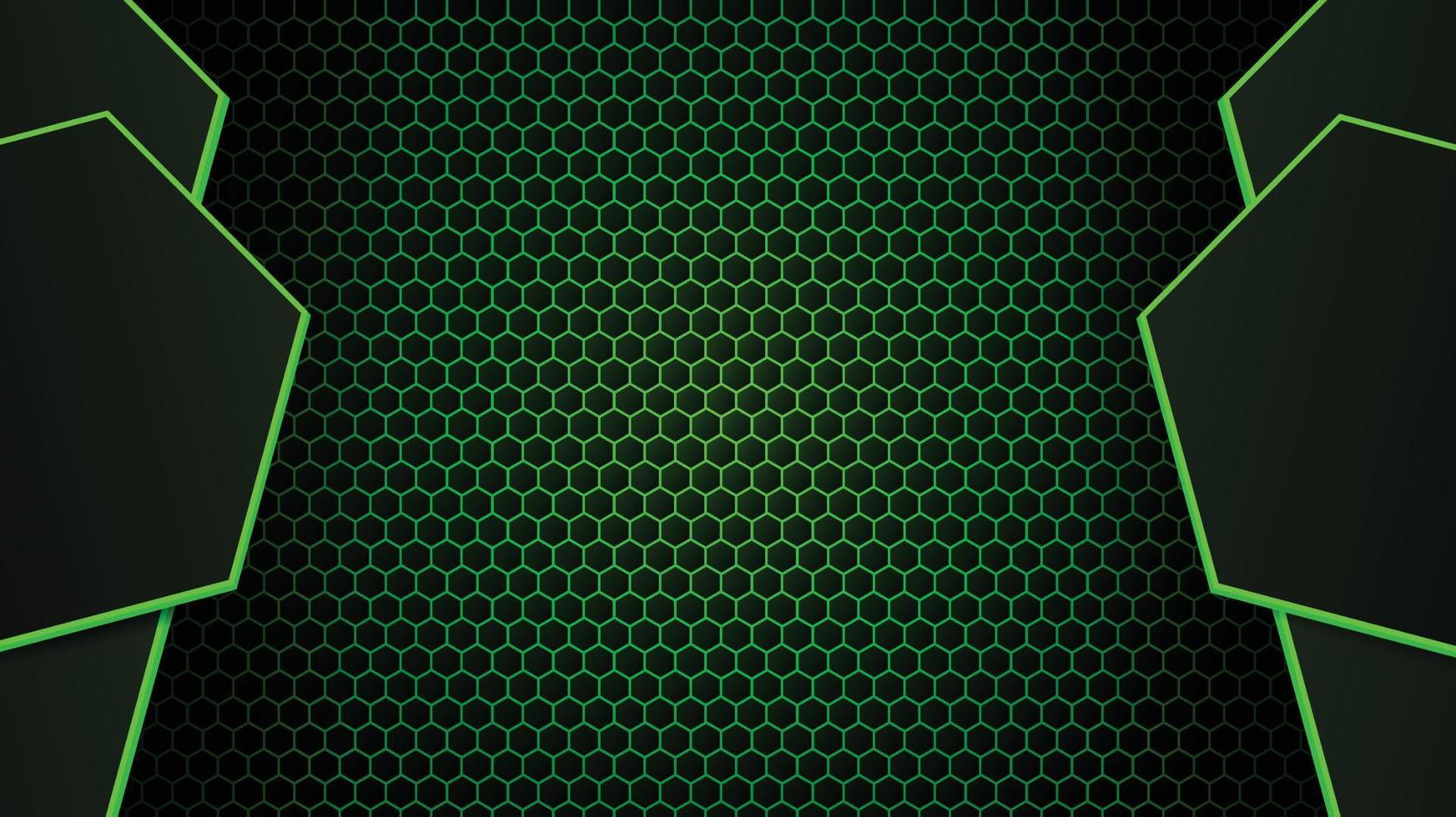 zeshoek abstracte groene neon achtergrond vector