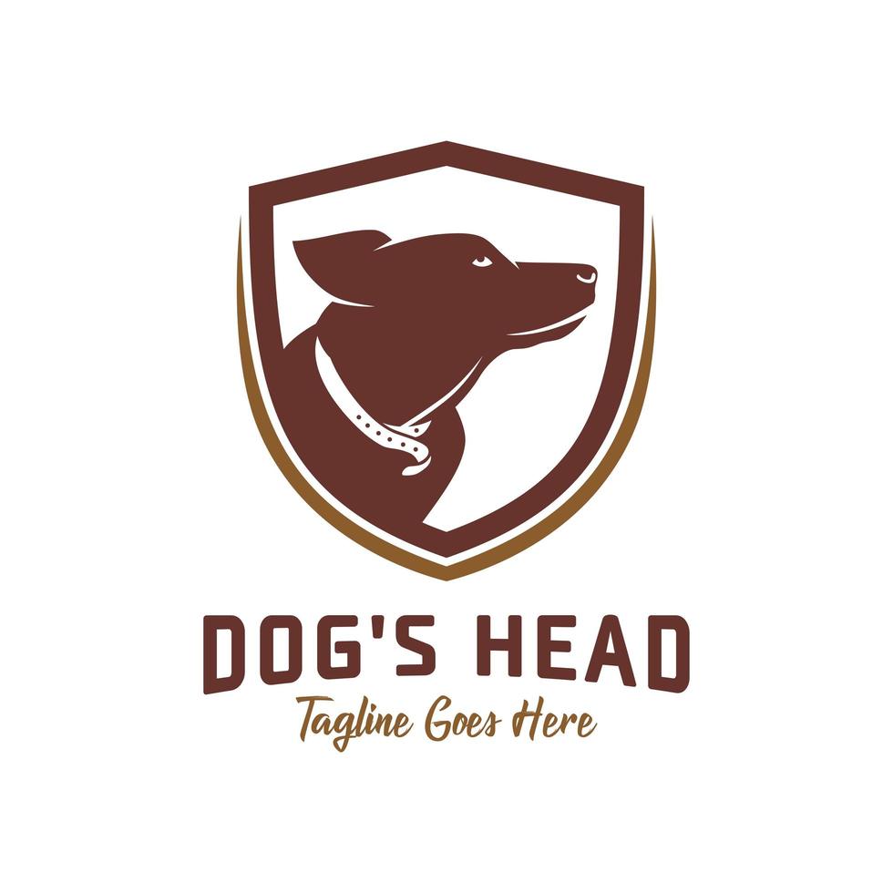 hond hoofd schild logo ontwerpsjabloon vector