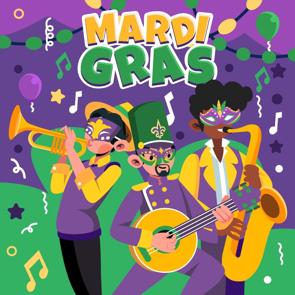 muziekband om mardi gras te vieren vector