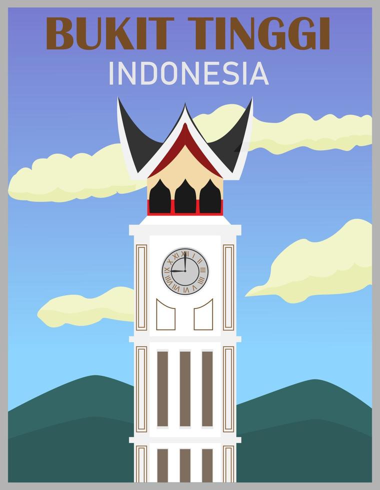 illustratie vector ontwerp van retro en vintage poster van klokkentoren