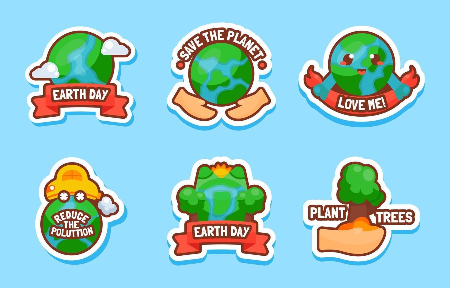 stickerset voor de dag van de aarde vector