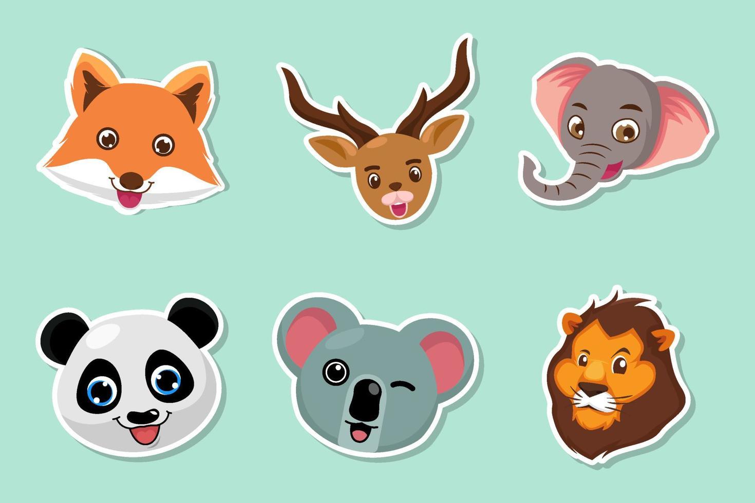 dieren in het wild schattige stickerset vector