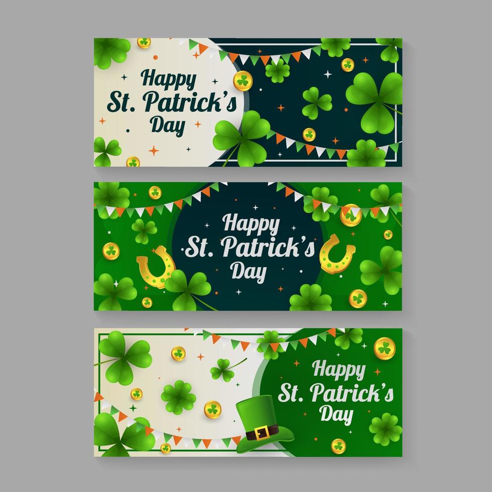 banner set van st patrick dag vector