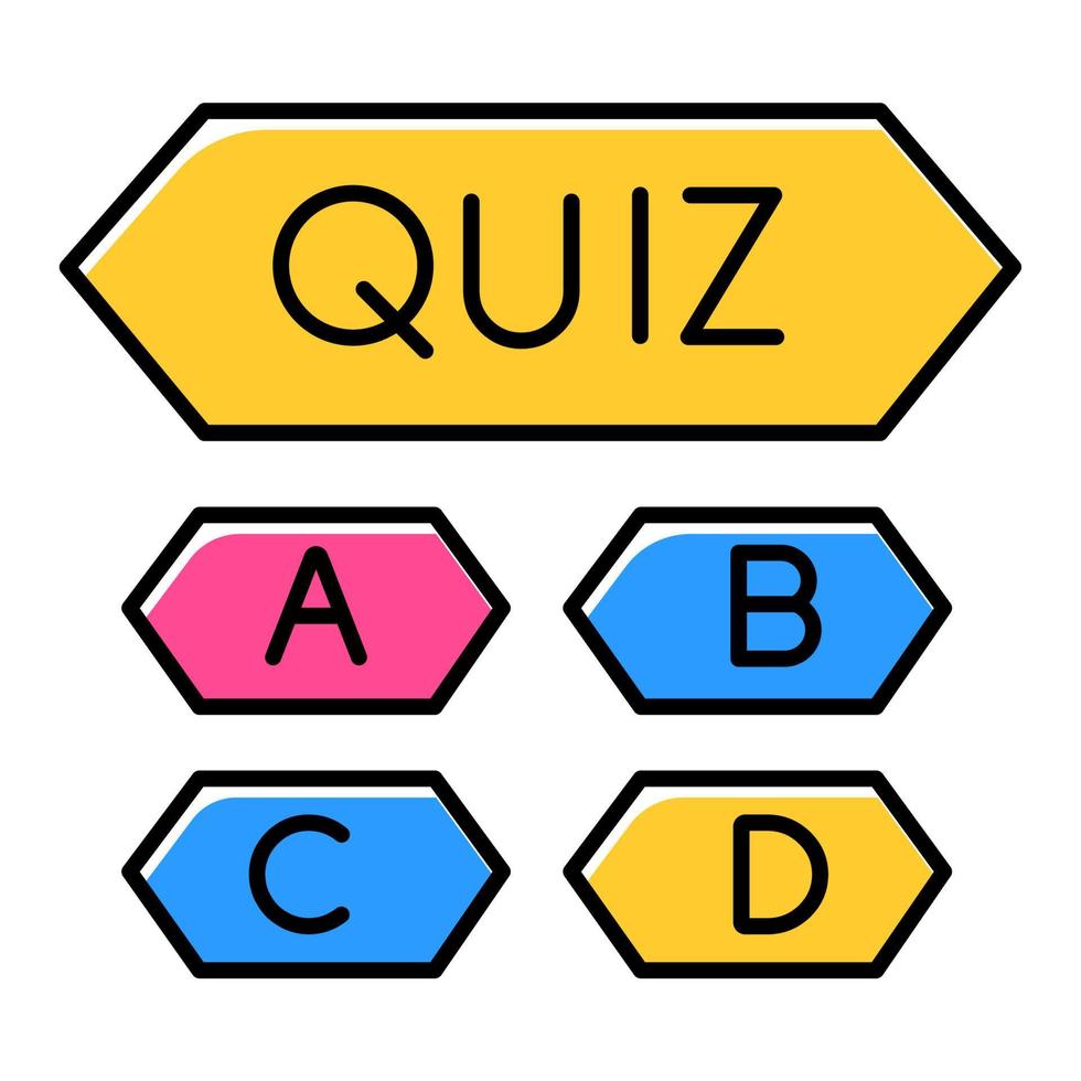 trivia quiz kleur icoon. vraag-antwoord spel. competitie, wedstrijd. mentale oefening. vindingrijkheid, kennis, intelligentietest. probleemoplossing. oplossing vinden. geïsoleerde vectorillustratie vector