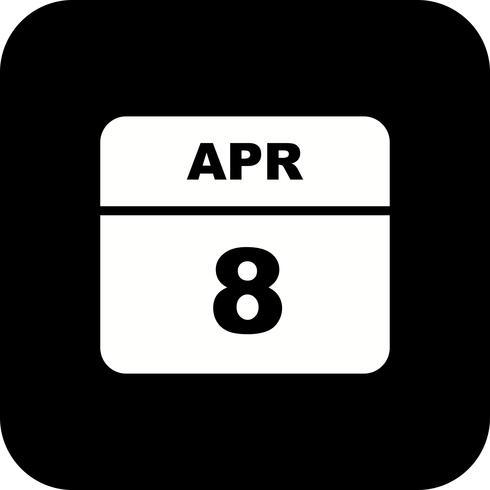 8 april Datum op een eendaagse kalender vector